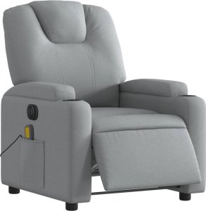 vidaXL Rozkładany fotel masujący, elektryczny, jasnoszary, tkanina 3
