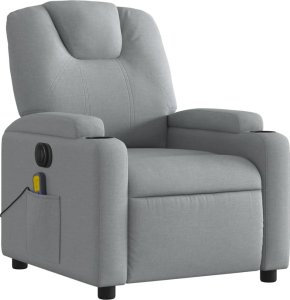vidaXL Rozkładany fotel masujący, elektryczny, jasnoszary, tkanina 4