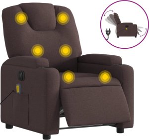 vidaXL Rozkładany fotel masujący, elektryczny, ciemny brąz, tkanina 2