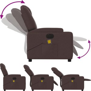 vidaXL Rozkładany fotel masujący, elektryczny, ciemny brąz, tkanina 7