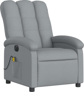 vidaXL Rozkładany fotel masujący, elektryczny, jasnoszary, tkanina 4