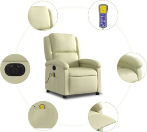 Triton Rozkładany fotel masujący, kremowy 8