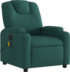 vidaXL Rozkładany fotel masujący, elektryczny, ciemnozielony, tkanina 4