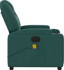 vidaXL Rozkładany fotel masujący, elektryczny, ciemnozielony, tkanina 10