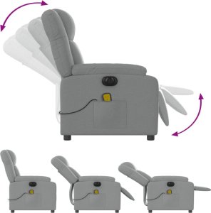 Triton Rozkładany fotel masujący, elektryczny, jasnoszary, tkanina 7