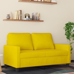 vidaXL Sofa 2-osobowa, żółta, 120 cm, tapicerowana aksamitem 1