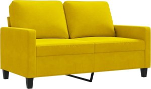 vidaXL Sofa 2-osobowa, żółta, 120 cm, tapicerowana aksamitem 2