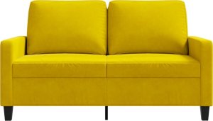 vidaXL Sofa 2-osobowa, żółta, 120 cm, tapicerowana aksamitem 4