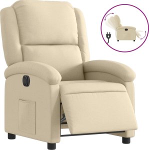 vidaXL vidaXL Elektryczny fotel rozkładany, kremowy, obity tkaniną 2