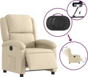 vidaXL vidaXL Elektryczny fotel rozkładany, kremowy, obity tkaniną 6