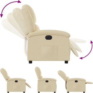 vidaXL vidaXL Elektryczny fotel rozkładany, kremowy, obity tkaniną 7
