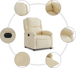 vidaXL vidaXL Elektryczny fotel rozkładany, kremowy, obity tkaniną 8