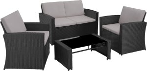Tectake Zestaw rattanowy Lucca - czarny/szary 1