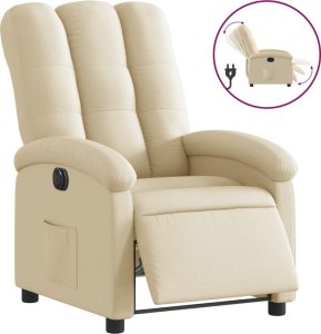 vidaXL Elektryczny fotel rozkładany, kremowy, obity tkaniną 2