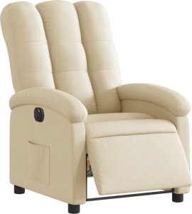 vidaXL Elektryczny fotel rozkładany, kremowy, obity tkaniną 3