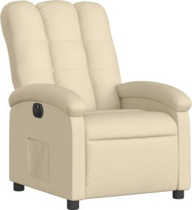 vidaXL Elektryczny fotel rozkładany, kremowy, obity tkaniną 4