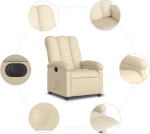 vidaXL Elektryczny fotel rozkładany, kremowy, obity tkaniną 8
