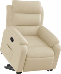 vidaXL Podnoszony fotel rozkładany, kremowy, obity tkaniną 11