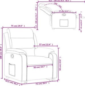 vidaXL Podnoszony fotel rozkładany, kremowy, obity tkaniną 12