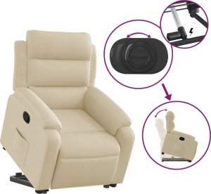 vidaXL Podnoszony fotel rozkładany, kremowy, obity tkaniną 5