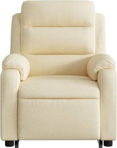 vidaXL Podnoszony fotel rozkładany, kremowy, obity tkaniną 7