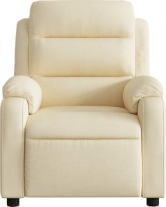 vidaXL Rozkładany fotel masujący, kremowy, obity tkaniną 7