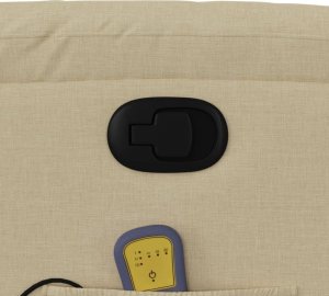 vidaXL Rozkładany fotel masujący, kremowy, obity tkaniną 10