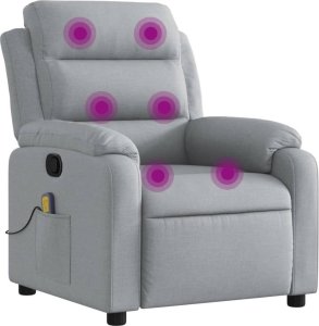vidaXL Rozkładany fotel masujący, jasnoszary, obity tkaniną 2