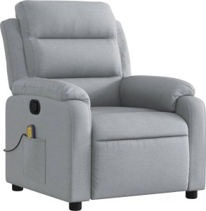 vidaXL Rozkładany fotel masujący, jasnoszary, obity tkaniną 3