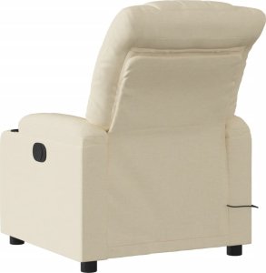 vidaXL Rozkładany fotel masujący, kremowy, obity tkaniną 4
