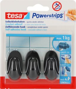 Tesa HACZYKI SAMOPRZYLEP.POWERSTRIPS 3 SZT.OWALNE MAŁE,CZARNE 1