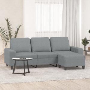 vidaXL vidaXL 3-osobowa sofa z podnóżkiem, jasnoszara, 180 cm, tkaniną 1