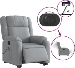 vidaXL vidaXL Podnoszony fotel masujący, elektryczny, rozkładany, jasnoszary 6