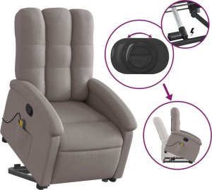 vidaXL vidaXL Podnoszony fotel masujący, rozkładany, kolor taupe, tkanina 5