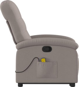 vidaXL vidaXL Podnoszony fotel masujący, rozkładany, kolor taupe, tkanina 9