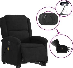 vidaXL vidaXL Podnoszony fotel masujący, elektryczny rozkładany, czarny 6