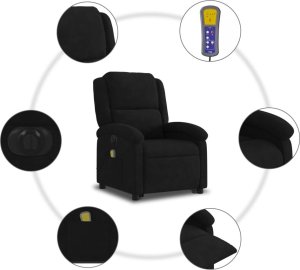 vidaXL vidaXL Podnoszony fotel masujący, elektryczny rozkładany, czarny 8