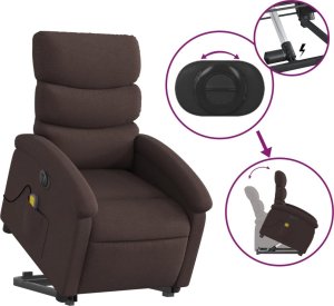 vidaXL vidaXL Podnoszony fotel masujący, elektryczny, rozkładany, ciemny brąz 8