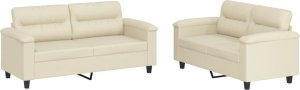 vidaXL vidaXL 2-osobowa sofa z poduszkami, kremowa, sztuczna skóra 2