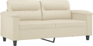 vidaXL vidaXL 2-osobowa sofa z poduszkami, kremowa, sztuczna skóra 4