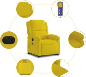 vidaXL vidaXL Podnoszony fotel masujący, elektryczny rozkładany, żółty 8