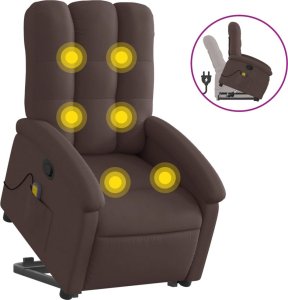 vidaXL vidaXL Podnoszony fotel masujący, rozkładany, ciemnobrązowy, tkanina 2