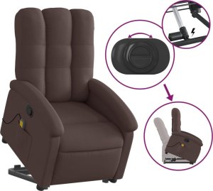 vidaXL vidaXL Podnoszony fotel masujący, rozkładany, ciemnobrązowy, tkanina 5