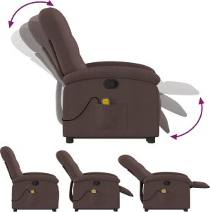 vidaXL vidaXL Podnoszony fotel masujący, rozkładany, ciemnobrązowy, tkanina 6