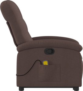 vidaXL vidaXL Podnoszony fotel masujący, rozkładany, ciemnobrązowy, tkanina 9