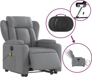 vidaXL vidaXL Podnoszony fotel masujący, elektryczny, rozkładany, jasnoszary 6