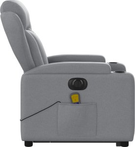 vidaXL vidaXL Podnoszony fotel masujący, elektryczny, rozkładany, jasnoszary 10