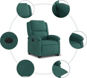 vidaXL vidaXL Podnoszony fotel masujący, elektryczny, rozkładany, zielony 8