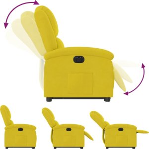 vidaXL vidaXL Elektryczny, podnoszony fotel rozkładany, żółty, aksamit 7
