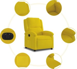 vidaXL vidaXL Elektryczny, podnoszony fotel rozkładany, żółty, aksamit 8